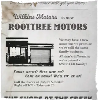 Roottree Motors 1 evidence in The Roottrees are Dead